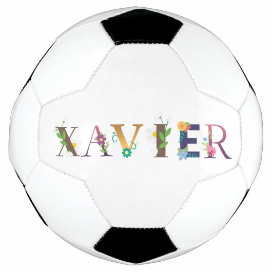 ザビエル名の刺繍エレガント付 サッカーボール (正面)