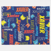 ザビエル名前をカスタムするピクセルグラフィックモンスター フリースブランケット (正面(横))