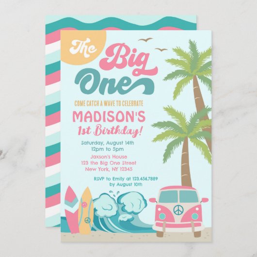 ザビックワンサーフアップサーフサーフサーフサーフサンバースデー招待状 招待状 (正面/裏面)