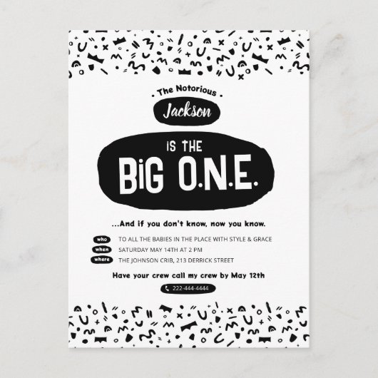 ザビックワンネスタッドヒップホップ誕生日招待状 インビテーションポストカード (正面)