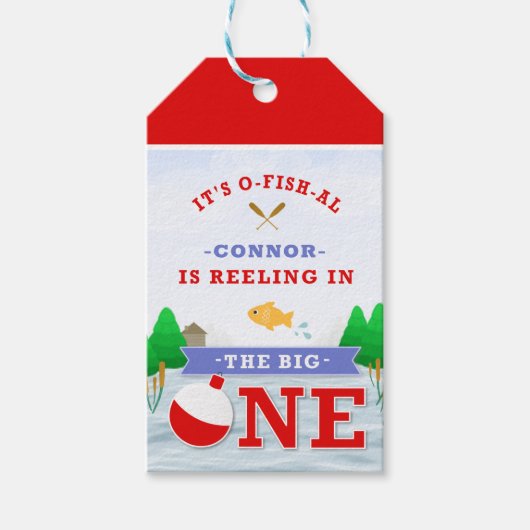 ザビッグカラフルワン魚釣りテーマ1歳 ギフトタグ (正面)
