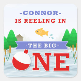 ザビッグカラフルワン魚釣りテーマ1歳 スクエアシール