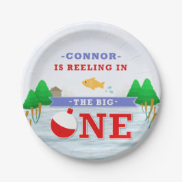 ザビッグカラフルワン魚釣りテーマ1歳 ペーパープレート