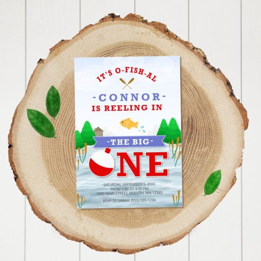 ザビッグカラフルワン魚釣りテーマ1歳 招待状