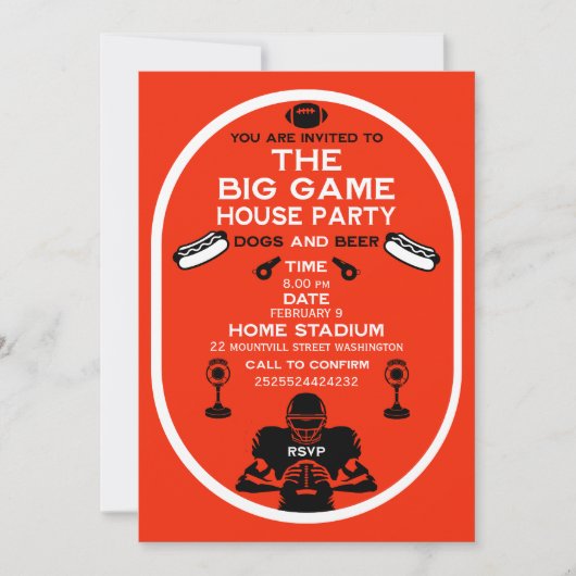 ザビッグゲームフットボールハウスパーティー 招待状 (正面)