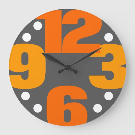 ザビッグタイム – オレンジ ラージ壁時計 (正面)