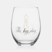 ザビッグデーモダンホワイトズ結婚ドレス ステムなしワイングラス (正面)