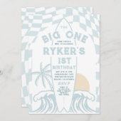 ザビッグモダンワンサーフ1st誕生日パーティー 招待状 (正面/裏面)