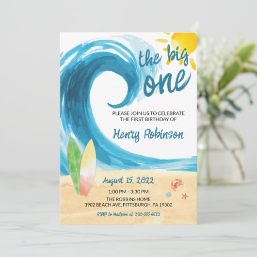 ザビッグワンサーファーファーファーファーファースト誕生日 招待状 (スタンド正面)