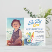 ザビッグワンサーファーベビーファースト誕生日招待状 招待状 (スタンド正面)