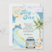 ザビッグワンサーフィンレトロファーストバースデーパーティー サンキューカード (正面)