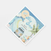 ザビッグワンサーフィンレトロファーストバースデーパーティー スタンダードランチョンナプキン (角)