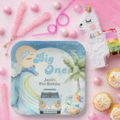 ザビッグワンサーフィンレトロファーストバースデーパーティー ペーパープレート (パーティー)