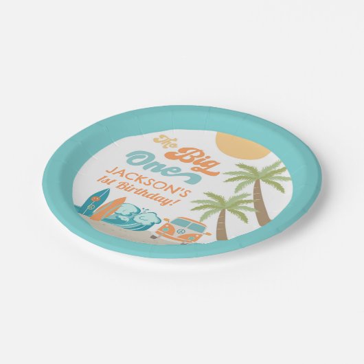 ザビッグワンサーフズアップバースデーパーティー紙プレート ペーパープレート (アングル)