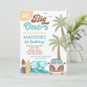 ザビッグワンサーフズアップボーイ誕生日招待状 招待状 (スタンド正面)