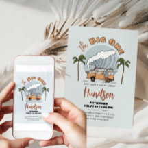 ザビッグワンサーフズアップ誕生日招待状カード