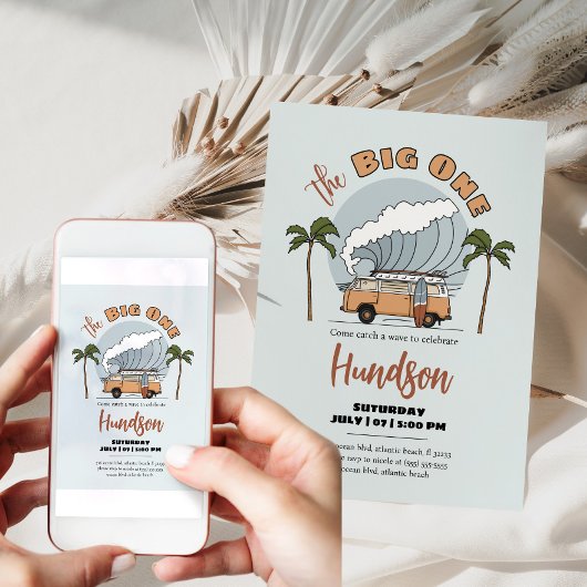 ザビッグワンサーフズアップ誕生日招待状カード 招待状