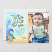 ザビッグワンサーフビーチファースト誕生日写真 招待状 (正面)
