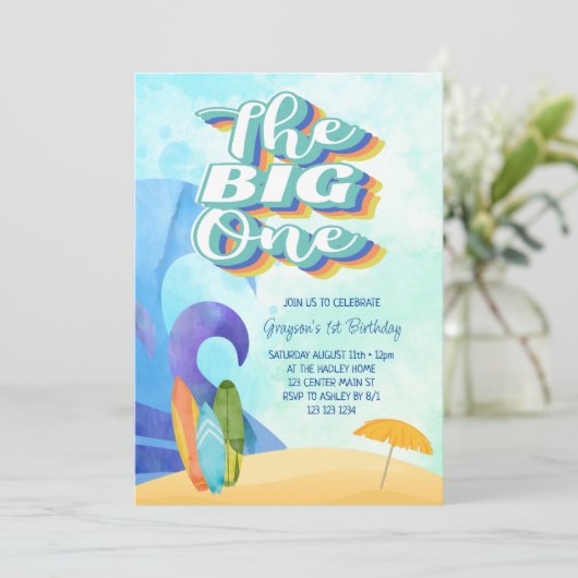 ザビッグワンサーフビーチファースト誕生日 招待状 (スタンド正面)