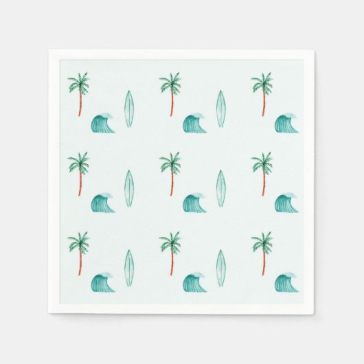 ザビッグワンサーフファースト誕生日ナプキンパーティーデコール スタンダードカクテルナプキン (正面)