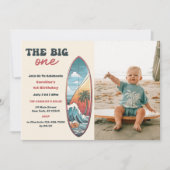 ザビッグワントロピカルハワイアンサーフ誕生日写真 招待状 (正面)