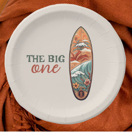 ザビッグワントロピカルハワイアンサーフ誕生日 ペーパープレート