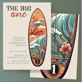 ザビッグワントロピカルハワイアンサーフ誕生日 招待状