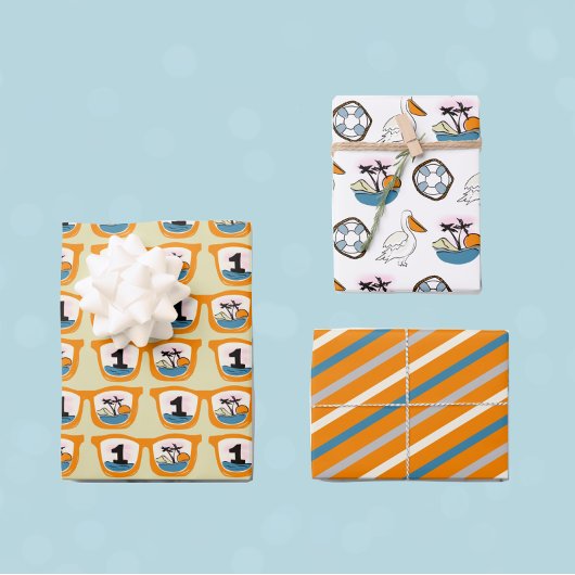 ザビッグワントロピカルビーチファースト誕生日 ラッピングペーパーシート