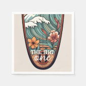 ザビッグワンハワイアンサーフファースト誕生日紙 スタンダードカクテルナプキン (正面)