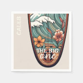 ザビッグワンハワイアンサーフファースト誕生日 スタンダードカクテルナプキン (正面)