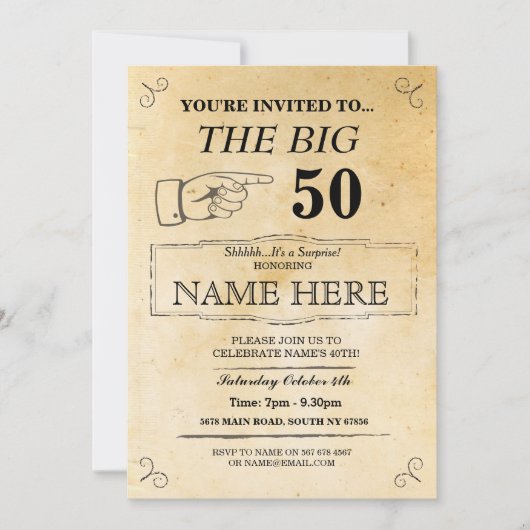 ザビッグワンバースデーパーティー素朴紙招待状 招待状 (正面)