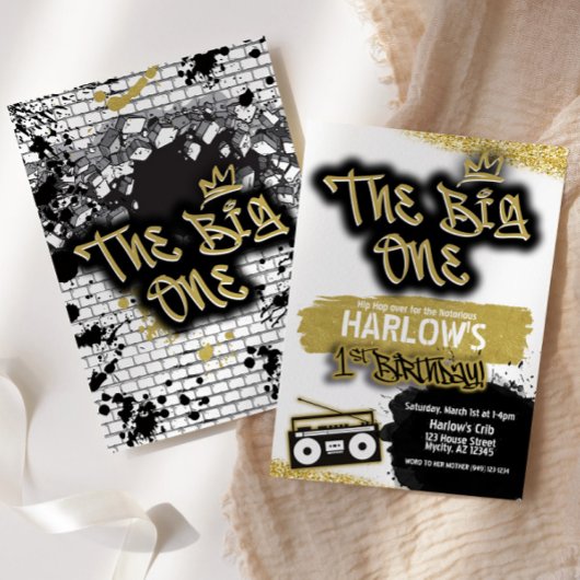 ザビッグワンヒップホップ1歳招待状 招待状