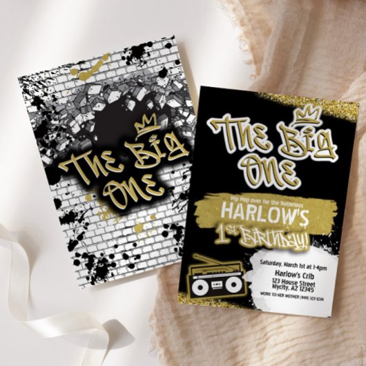 ザビッグワンヒップホップ1歳招待状 招待状