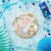 ザビッグワンビーチサーフピンク1st誕生日パーティー ペーパープレート (パーティー)