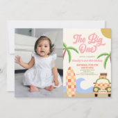 ザビッグワンビーチサーフ写真1st誕生日パーティー 招待状 (正面)