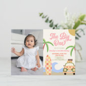 ザビッグワンビーチサーフ写真1st誕生日パーティー 招待状 (スタンド正面)