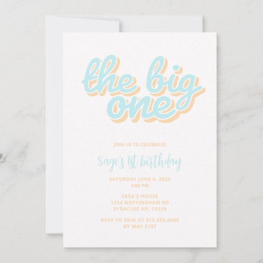 ザビッグワンビーチサーフ1st誕生日招待状 招待状 (正面)