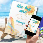 ザビッグワンビーチ水彩1回目の誕生日 招待状