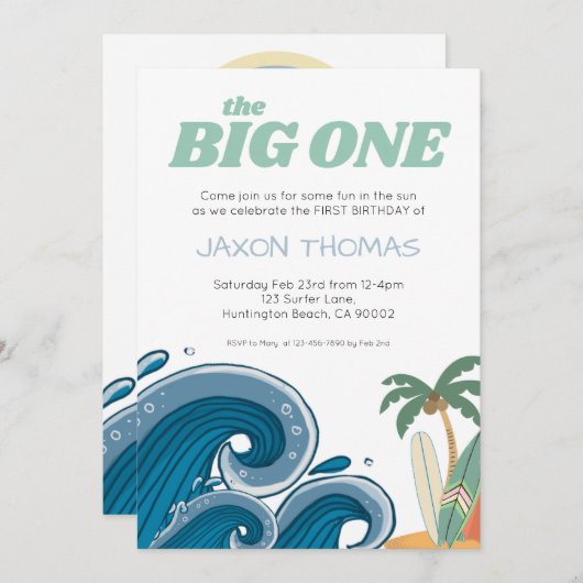 ザビッグワンファースト誕生日招待状 招待状 (正面/裏面)