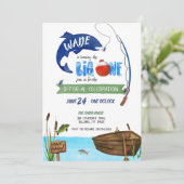 ザビッグワンボーイズ魚釣りテーマ誕生日招待状 招待状 (スタンド正面)