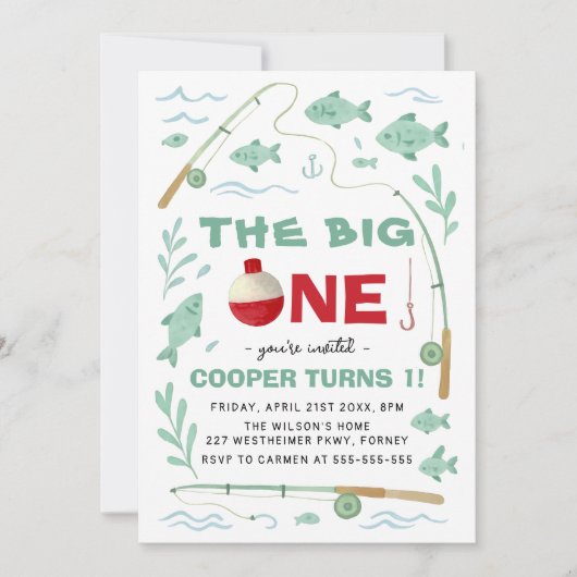 ザビッグワンボーイファースト誕生日 招待状 (正面)