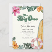 ザビッグワンルアウ（ハワイ式宴会）ビーチクラブ第1バースデーフォト 招待状 (正面)