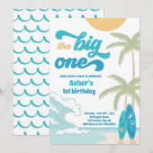 ザビッグワンレトロサーフ1st誕生日パーティー 招待状 (正面/裏面)