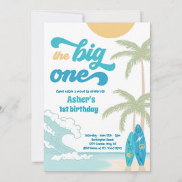 ザビッグワンレトロサーフ1st誕生日パーティー 招待状