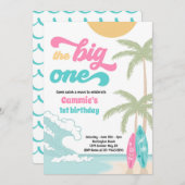 ザビッグワンレトロサーフ1st誕生日パーティー 招待状 (正面/裏面)