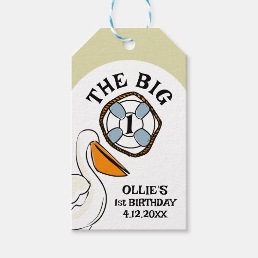 ザビッグワン航海のビーチファースト誕生日 ギフトタグ (正面)