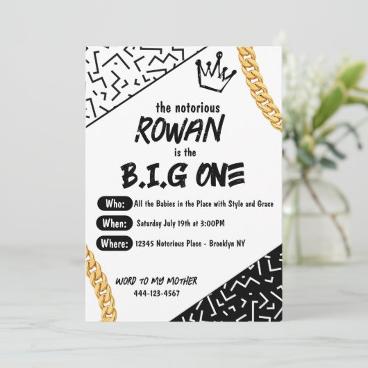 ザビッグワン誕生日90のヒップホップ招待状 招待状 (スタンド正面)