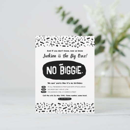 ザビッグワン誕生日90年代ヒップホップ悪名高いワン インビテーションポストカード (スタンド正面)