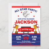 ザビッグワン野球リトルスラッガーボーイ誕生日 招待状 (正面)