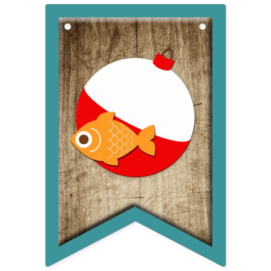 ザビッグワン魚釣りテーマボーイズファースト誕生日 バンティングフラッグ (第1の旗)